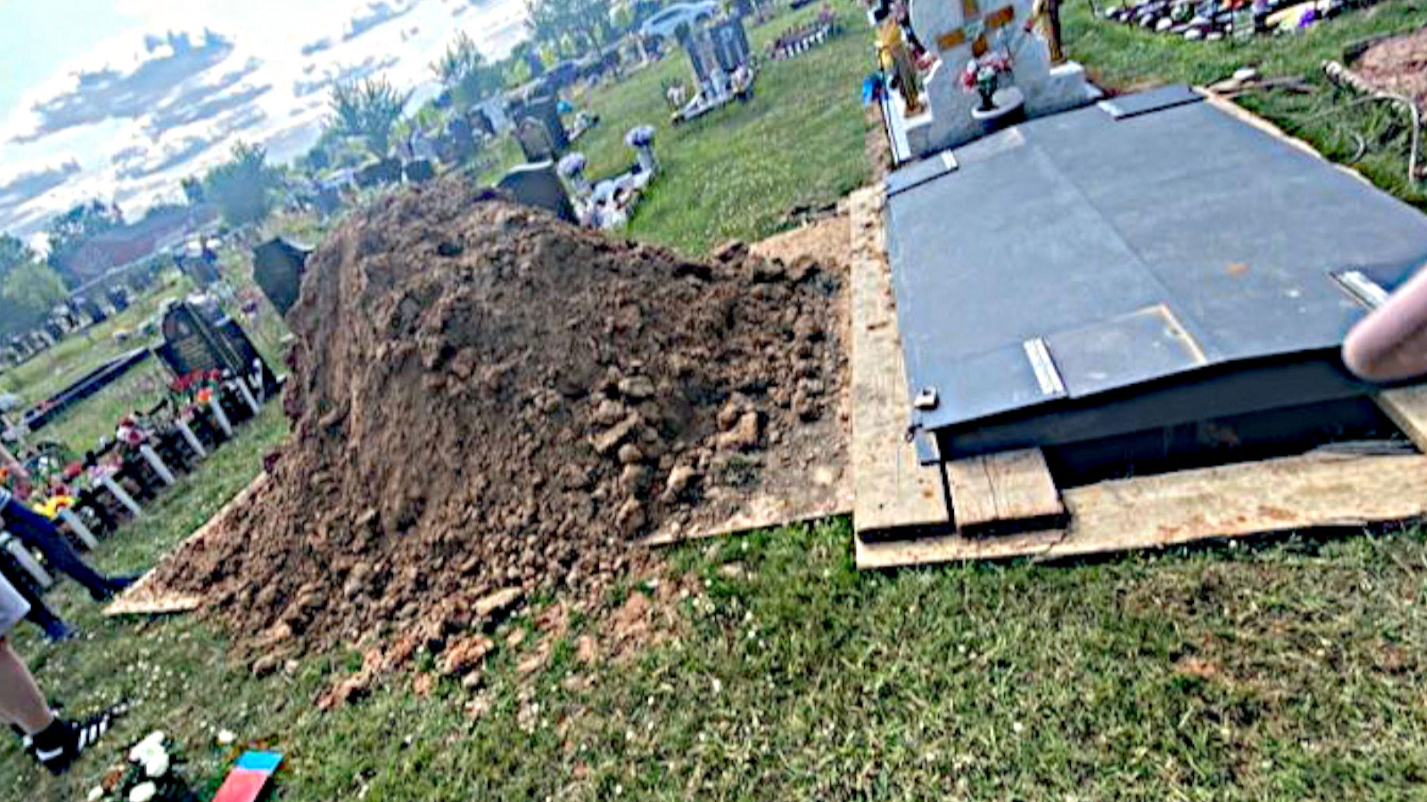 Son's plea for 'common sense' after soil dumped on man's grave