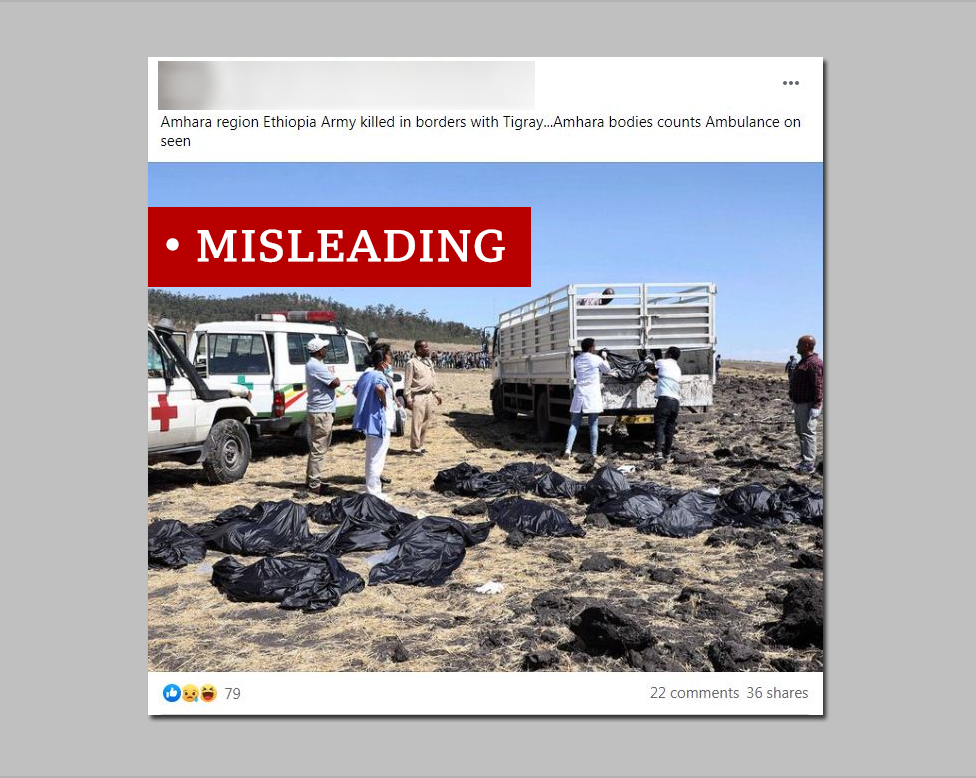 Screen grab of air crash labelled "misleading