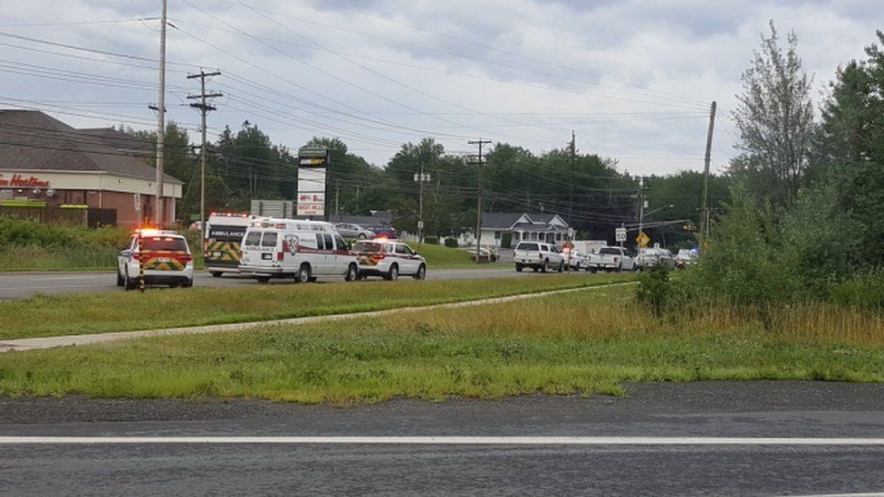 Escena del tiroteo en en Fredericton, New Brunswick, Canadá.