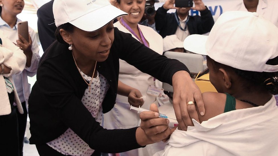 Ethiopian child receives HPV