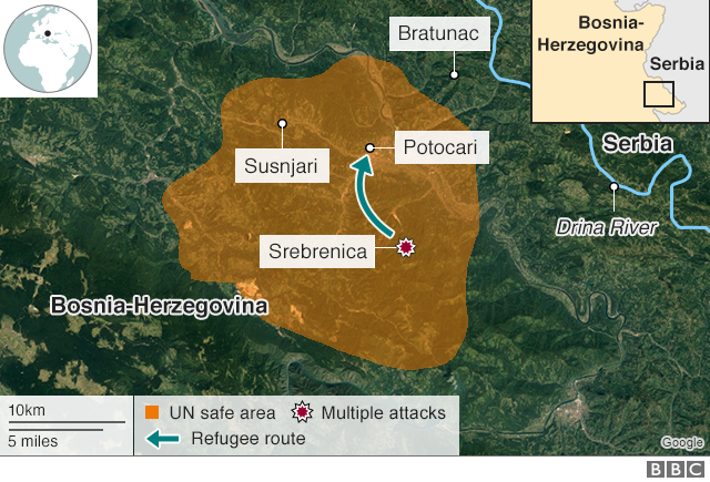 Карта: События вокруг Сребреницы в июле 1995 г.