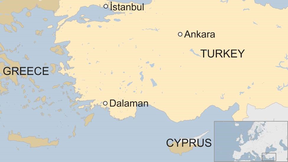 Карта Турции с указанием местонахождения Даламана