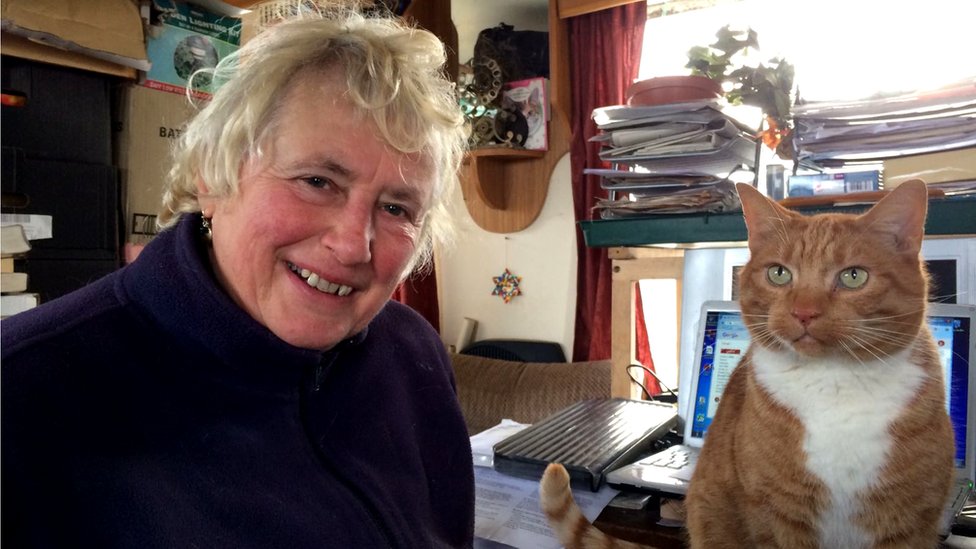 Бриони Ниероп-Ридинг и ее кошка во временном доме