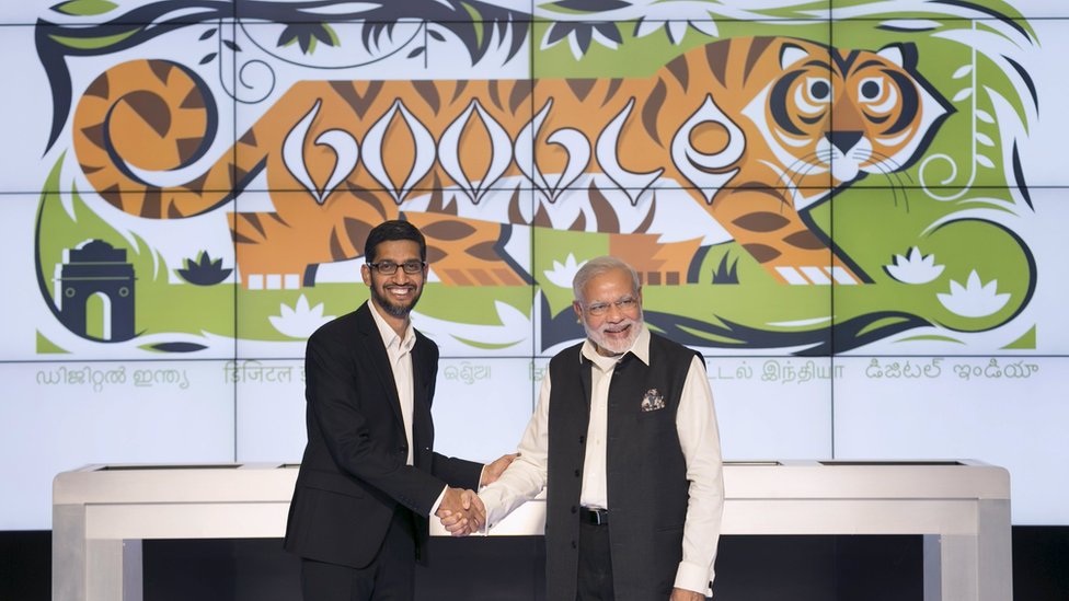 Нарендра Моди и генеральный директор Google Сундар Пинчай