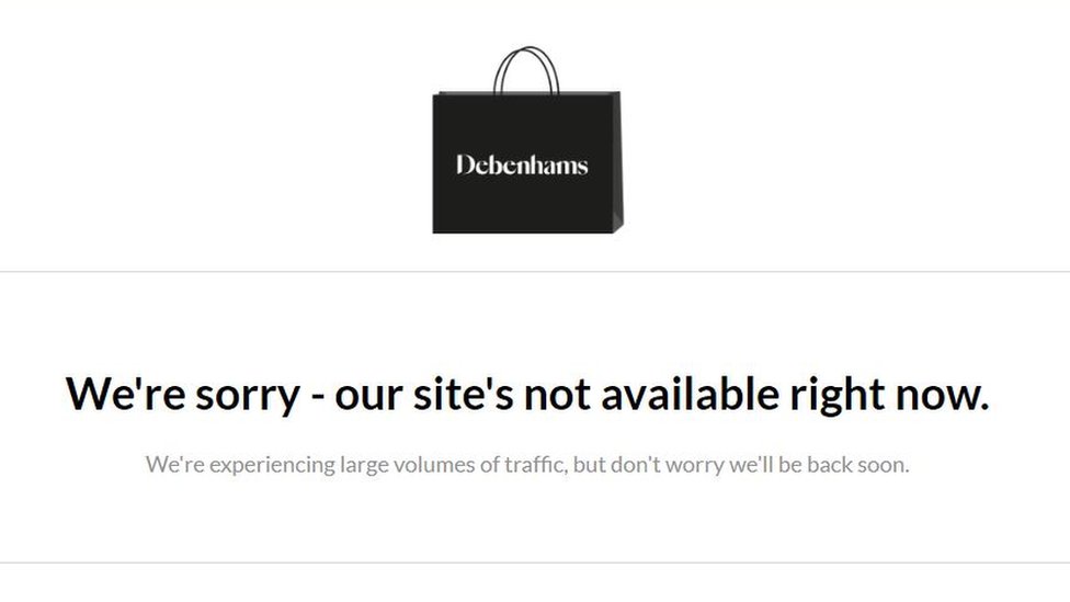 Debenhams website screenshot