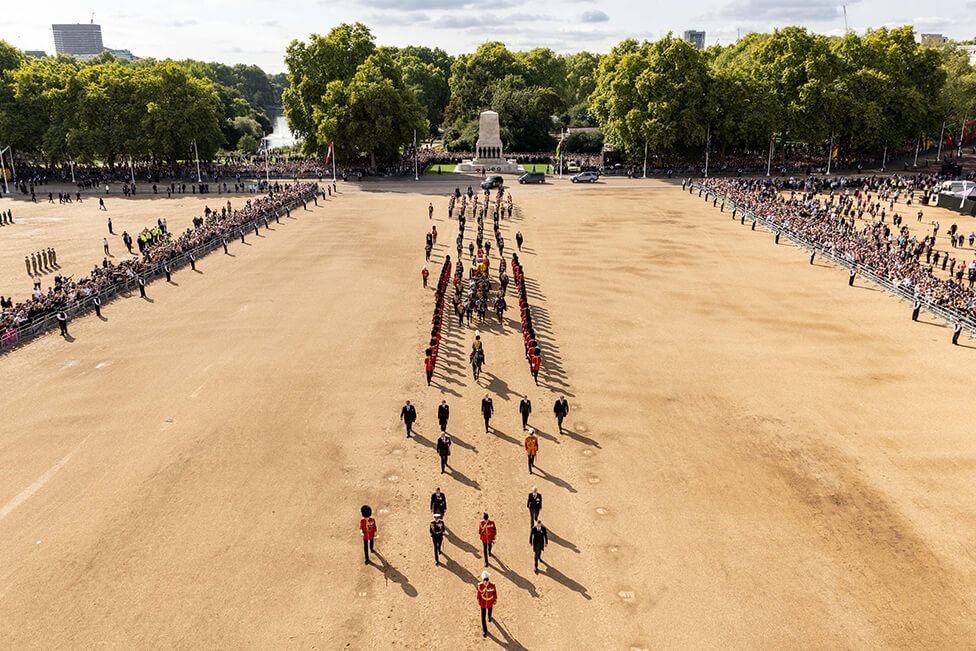 The procession crossing Horse Guards Parade