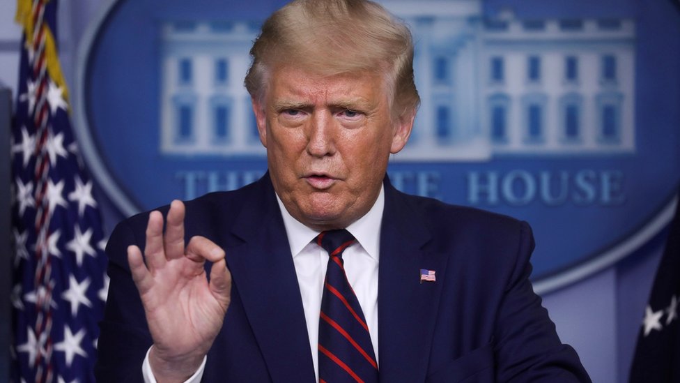 U.S. President Donald Trump answers questions during a news conference at the White House in Washington, U.S., September 4, 2020.