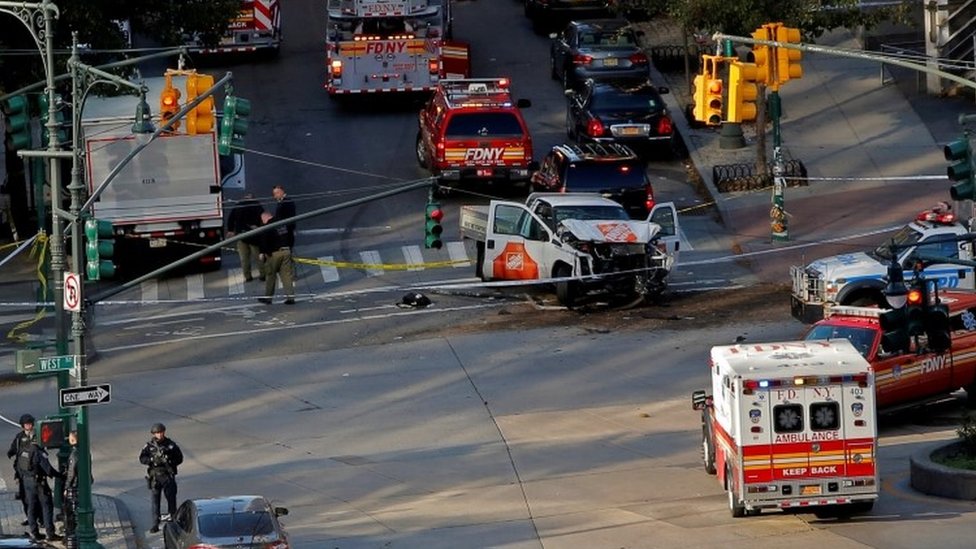 In pictures: New York truck attack - BBC News