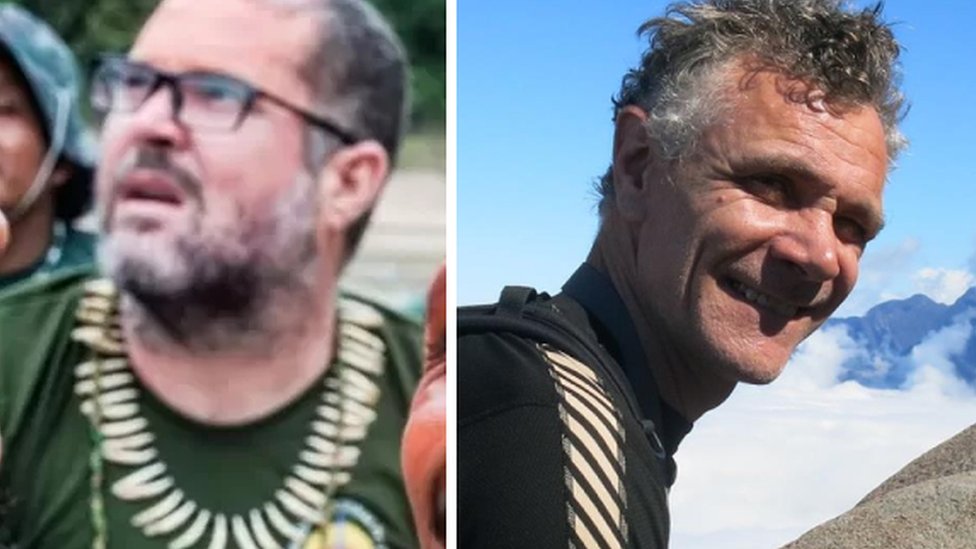 Montaje muestra fotos de los dos hombres desaparecidos en Brasil
