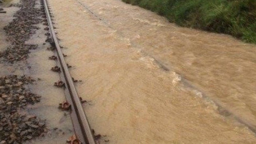 Наводнение на железнодорожной линии