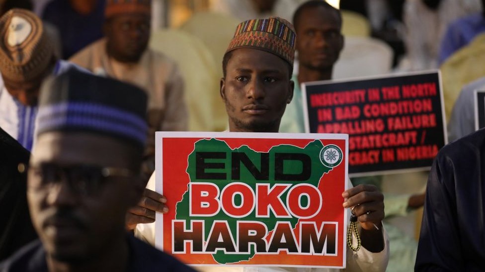 Manifestación en contra de las actividades de Boko Haram en Nigeria en 2020.