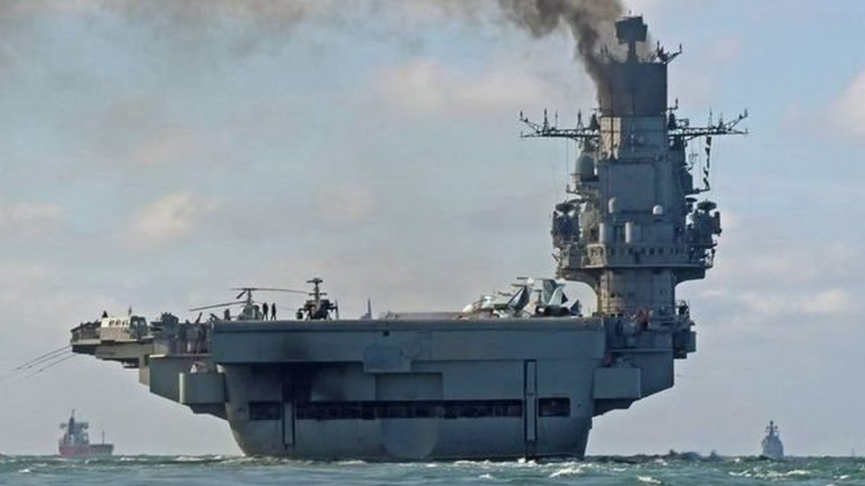 El Almirante Kuznetsov se encuentra con otras embarcaciones rusas frente a las costas sirias. Portaaviones Kuznetsov