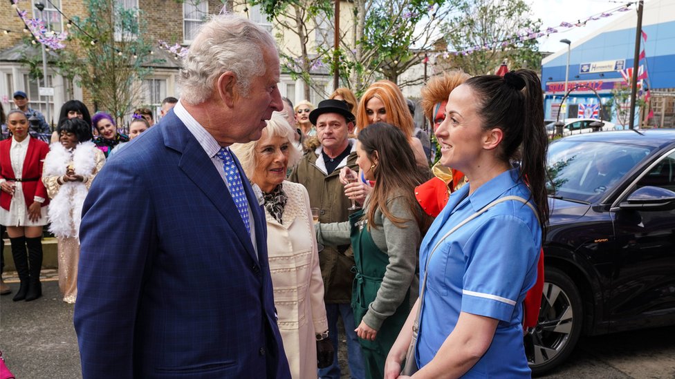 The Prince of Wales meets members of the EastEnders cast