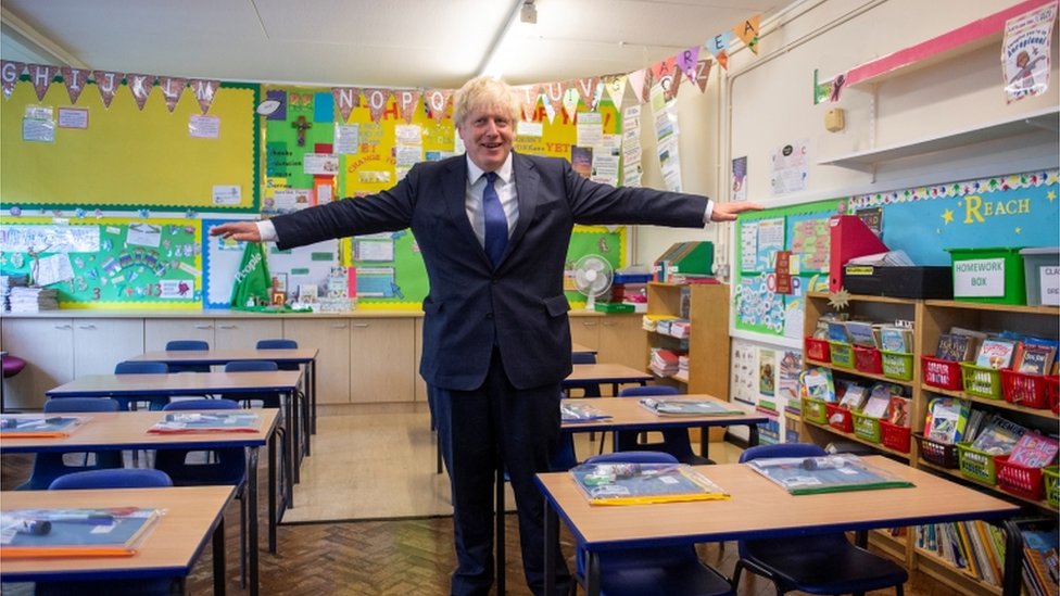 Prime Minister Boris Johnson visits a primary school
