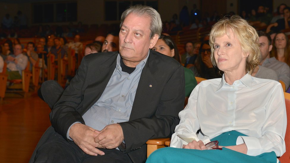 Paul Auster and Siri Hustvedt, at an event.
