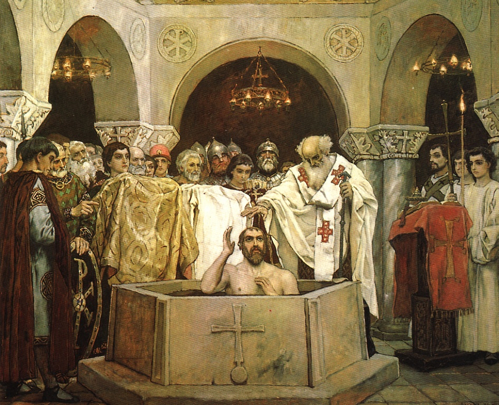 Detalle de El bautizo del Santo Príncipe Vladimir, por Viktor Vasnetsov, 1890