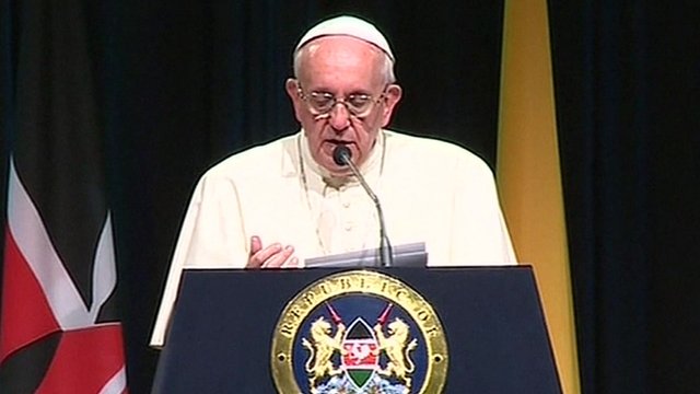 Pope Francis speaking in Kenya