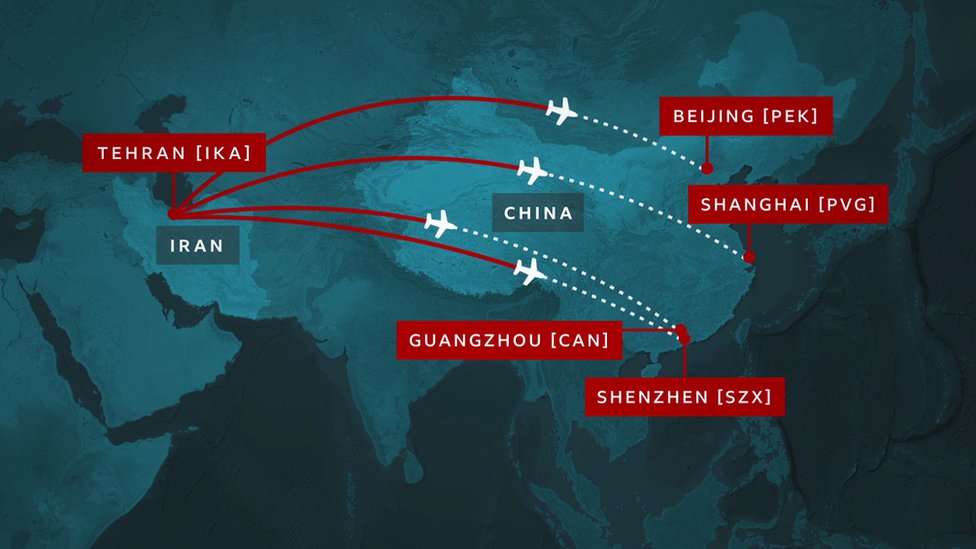 Mahan Air continuó volando entre Irán y las cuatro ciudades principales de China: Beijing (Pekín), Shanghai, Guangzhou y Shenzhen.
