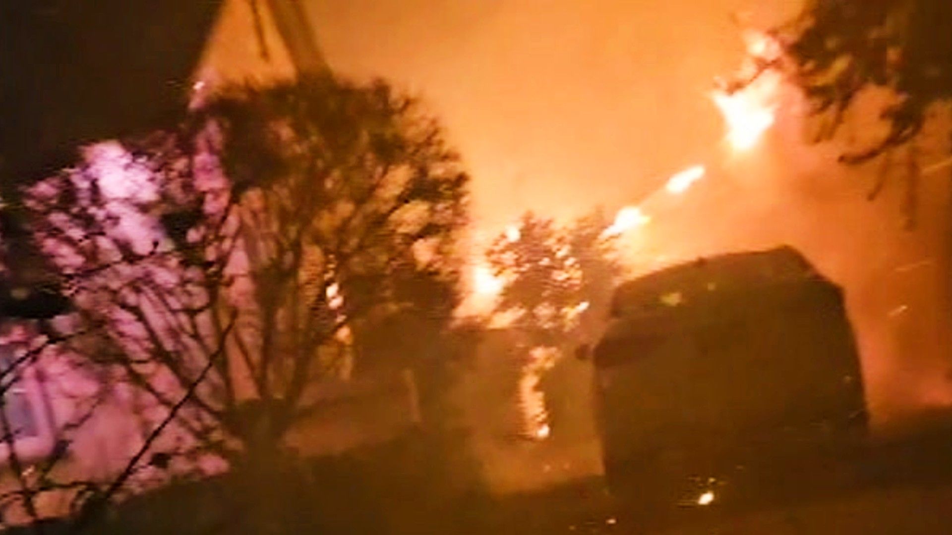 Watch: Moment man is saved from burning LA home