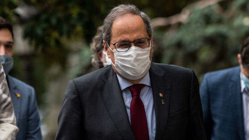 Catalan regional president Quim Torra arrives at the Supreme Court