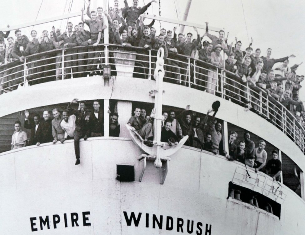 Empire Windrush arrives at Tilbury Docks from Jamaica