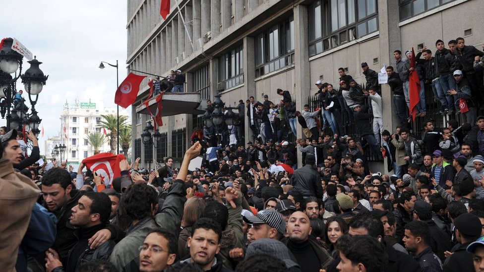 مشهد الثورة التونسية قبيل تنحي بن علي 2011