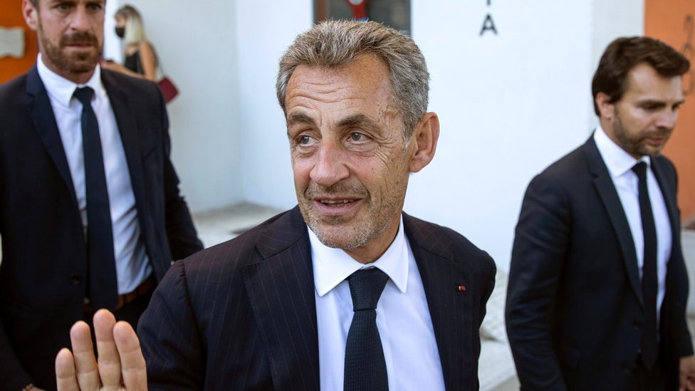 Former French President Nicolas Sarkozy (C) seen here in Madrid, Spain, 29 September 2021