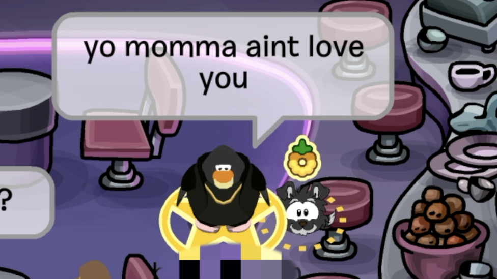Pingüino diciendo 'tío, mamá no te ama'