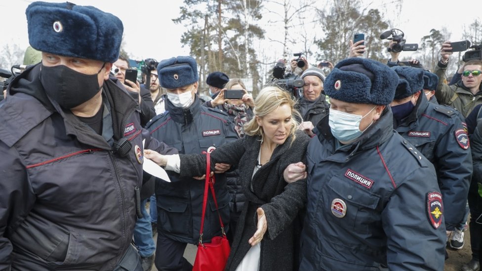 Anastasia Vasilyeva being arrested