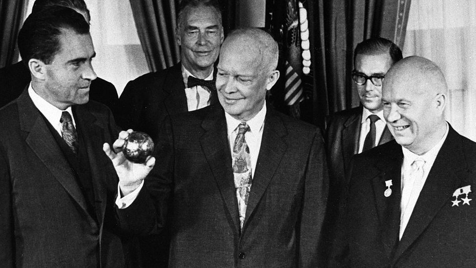 Nixon, Eisenhower and Khrushchev at the White House in 1959