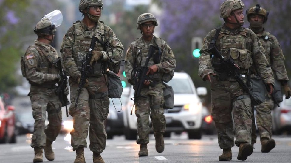 Силы Национальной гвардии на улицах Голливуда