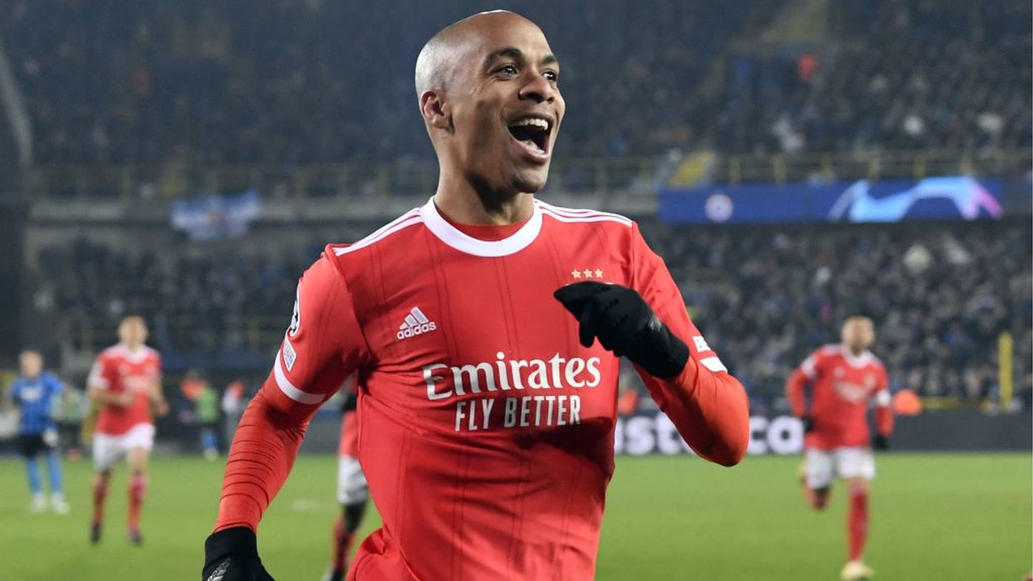 Club Bruges 0-2 Benfica: Joao Mario and David Neres score in first-leg win over Scott Park...