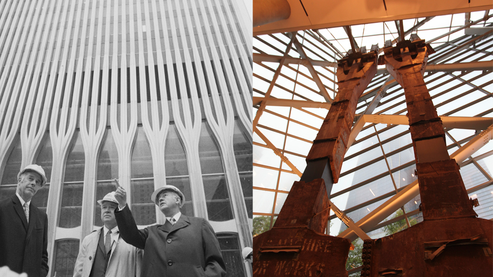 Estructuras de metal de la Torre Norte del World Trade Center conocidas como "El Tridente".