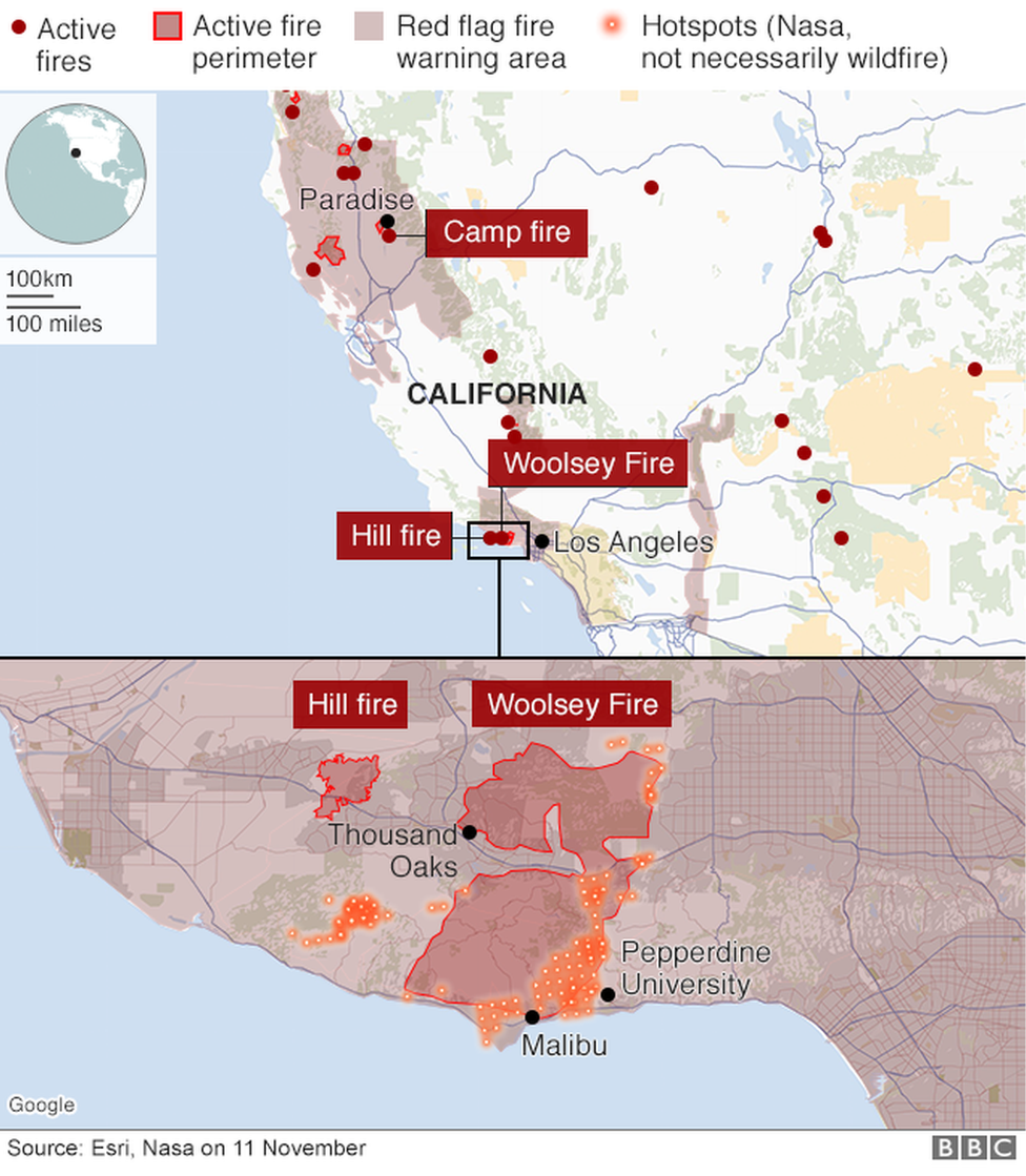 california wildfires map