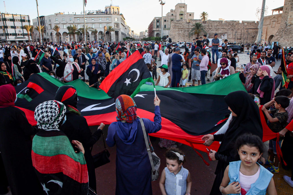 Celebrations in the centre of Tarhuna when Gen Haftar and the Kani brothers were driven out in June 2020