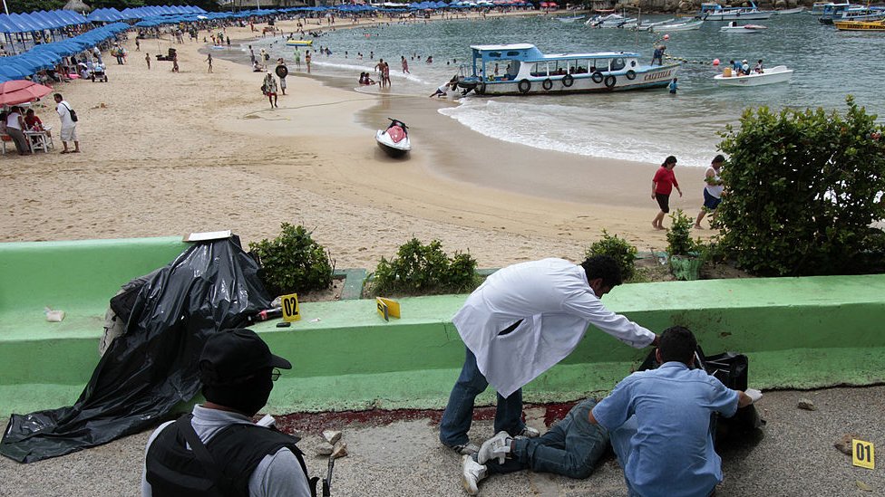 La escena de un crimen en Acapulco