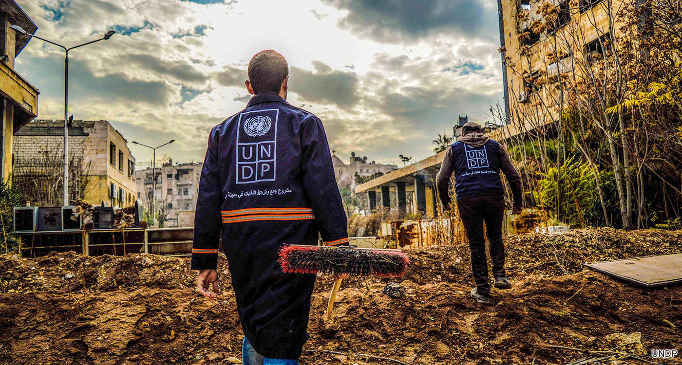 Debris clean up in Aleppo, Syria