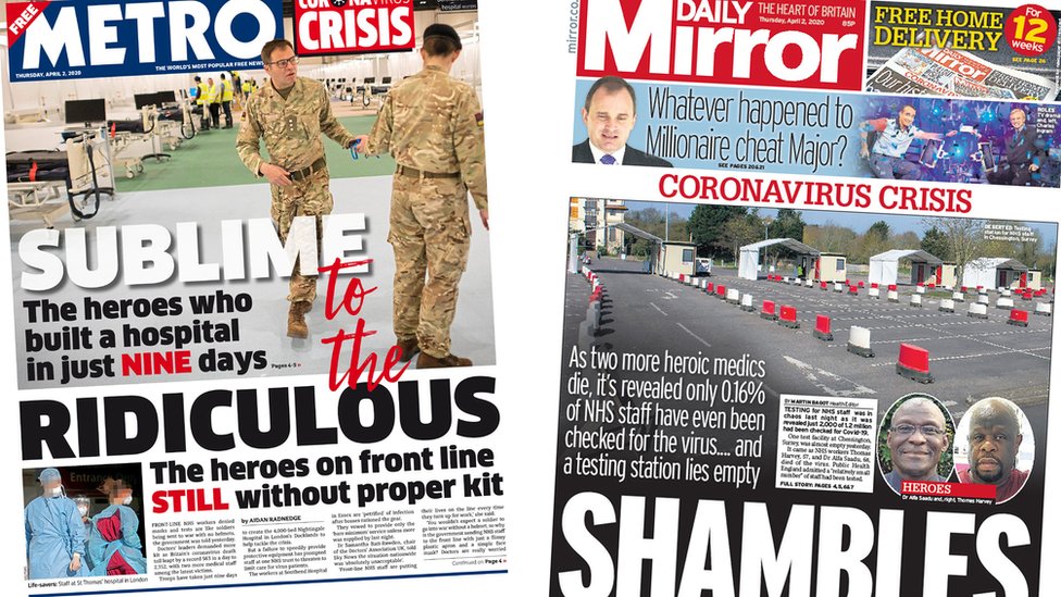 Первые страницы Metro и Daily Mirror
