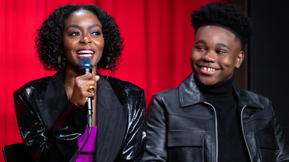 Actress Danielle Deadwyler (L) and actor Jalyn Hall attend a Till screening on October 28, 2022 in Los Angeles, California