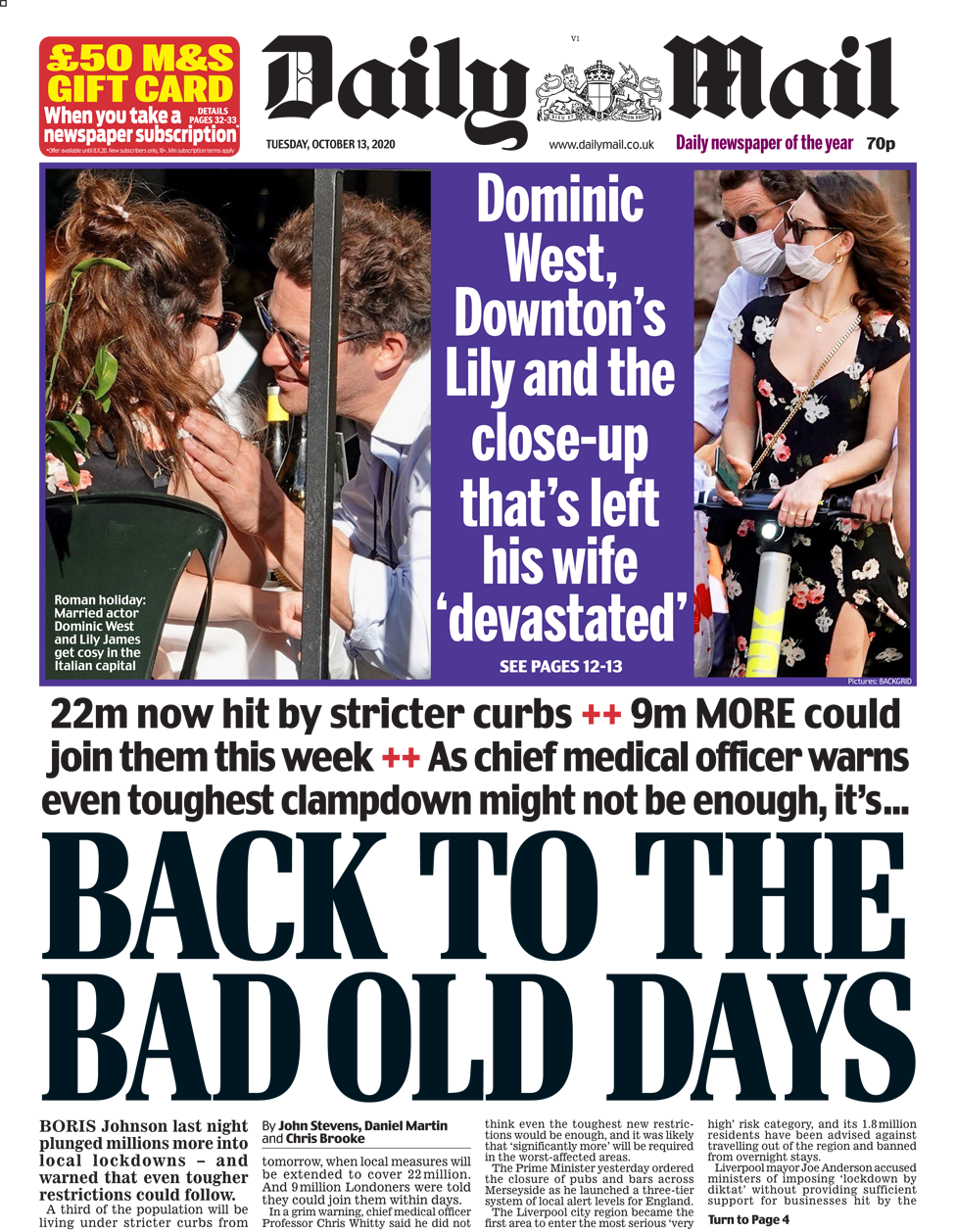 Daily Mail front page 13/10/12