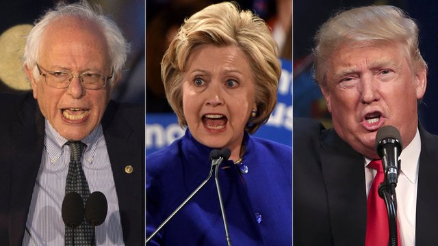 Sanders, Clinton and Trump