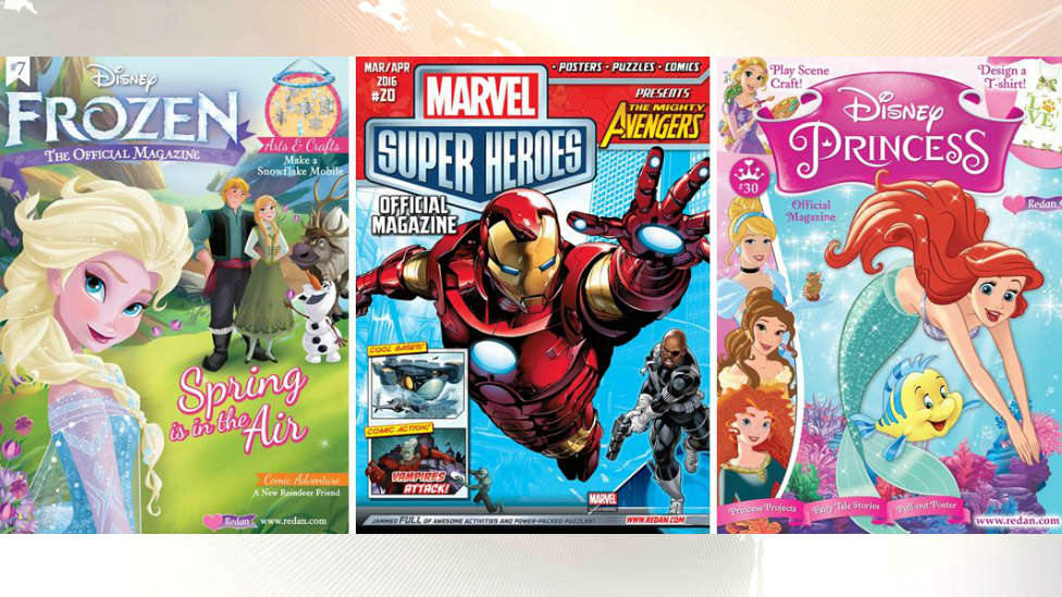 Обложки журналов Frozen, Marvel Super Heroes и Disney Princess