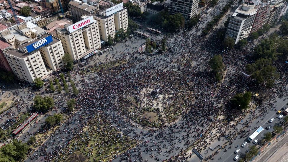 Manifestación en Santiago de Chile el 23 de octubre.