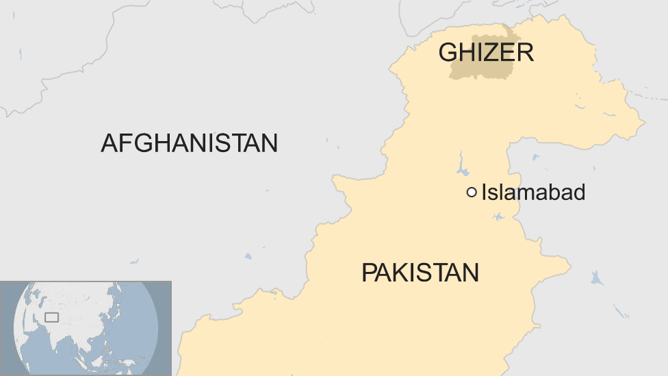 На карте показан регион Гизер на севере Пакистана, популярный среди альпинистских групп-NC