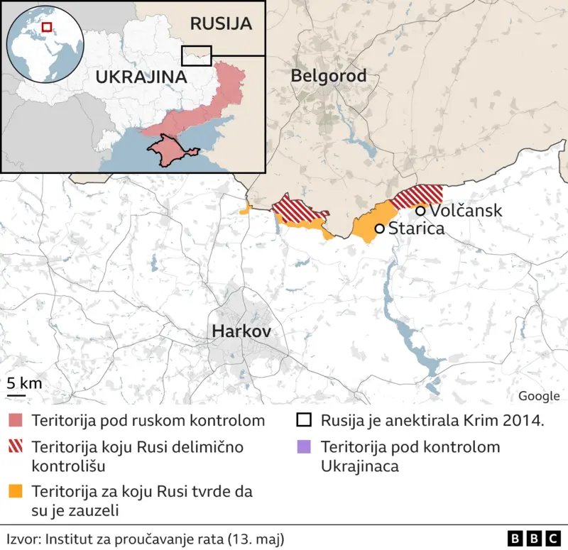 Mapa ruske ofanzive na harkovsku oblast u Ukrajini