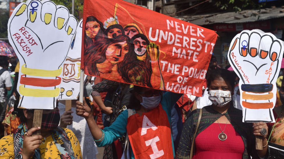 Protestas por el Día Internacional de la Mujer en India