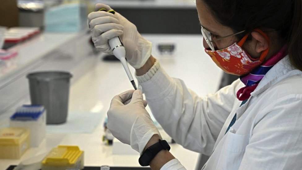 A scientist works at the mAbxience biosimilar monoclonal antibody laboratory plant in Garin, Buenos Aires, Argentina (August 2020), where an experimental coronavirus vaccine will be produced for Latin America.