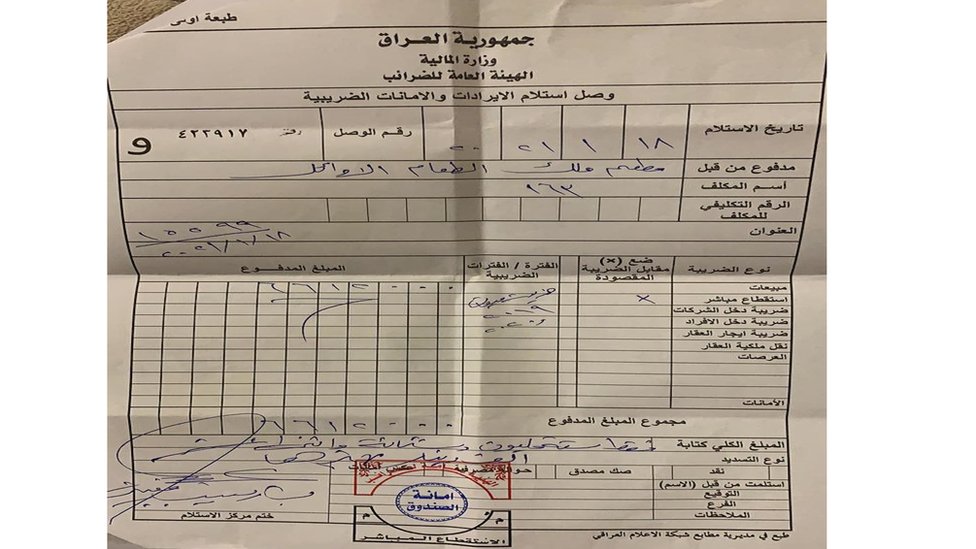 إيصال رسوم ترخيص