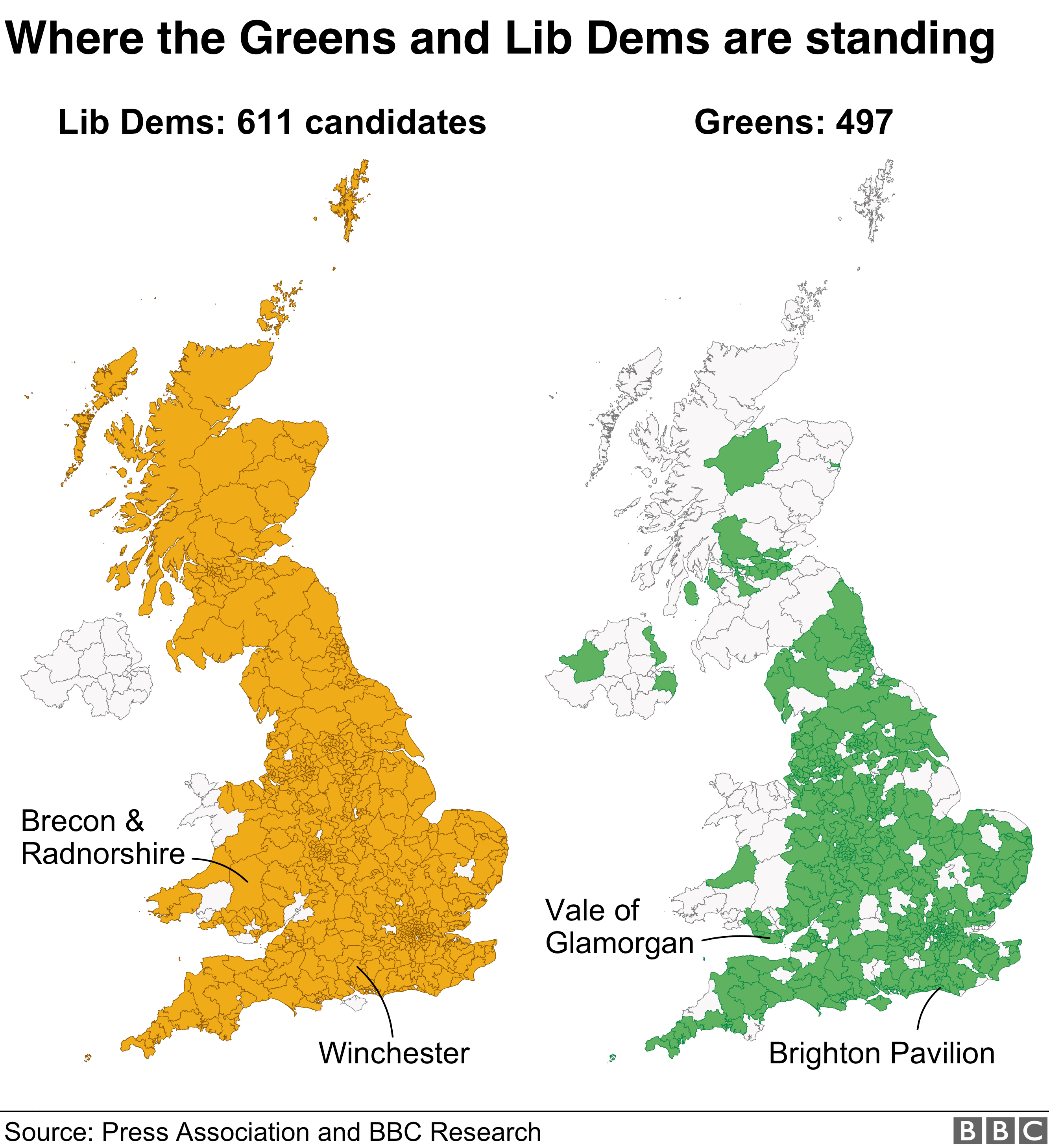 Либеральные демоны (611 кандидатов) отстают от зеленых (497 кандидатов) на нескольких местах, а зеленые расплачиваются за расположение других