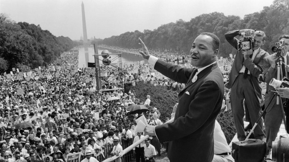 Martin Luther King Jr. en su famoso discurso en Washington en 1963.
